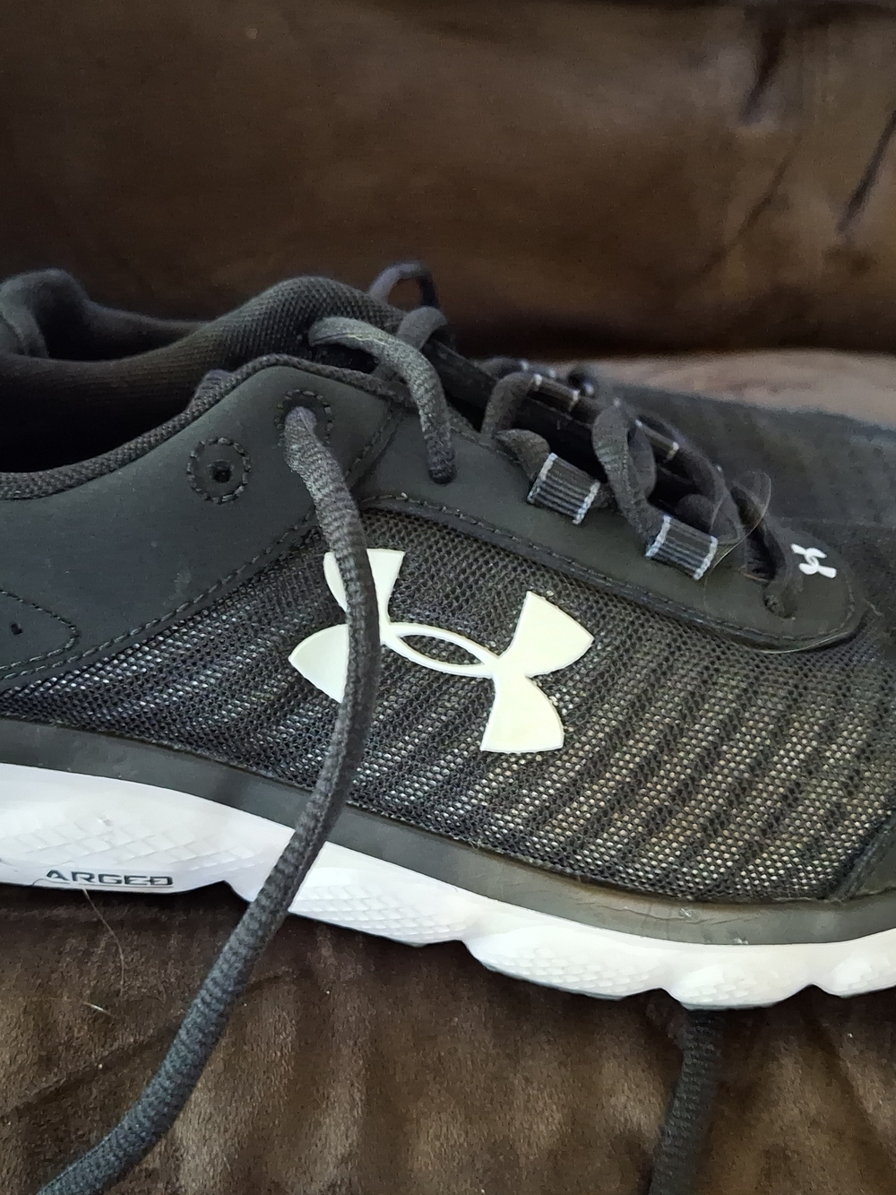 Under Armour Men's Black Athletic Shoes with White Logo
